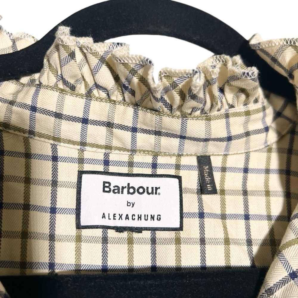 Barbour by Alexa Chung Bella Plaid Tie Neck Blouse Approx Size US 14 Runs Big - Picture 8 of 10
